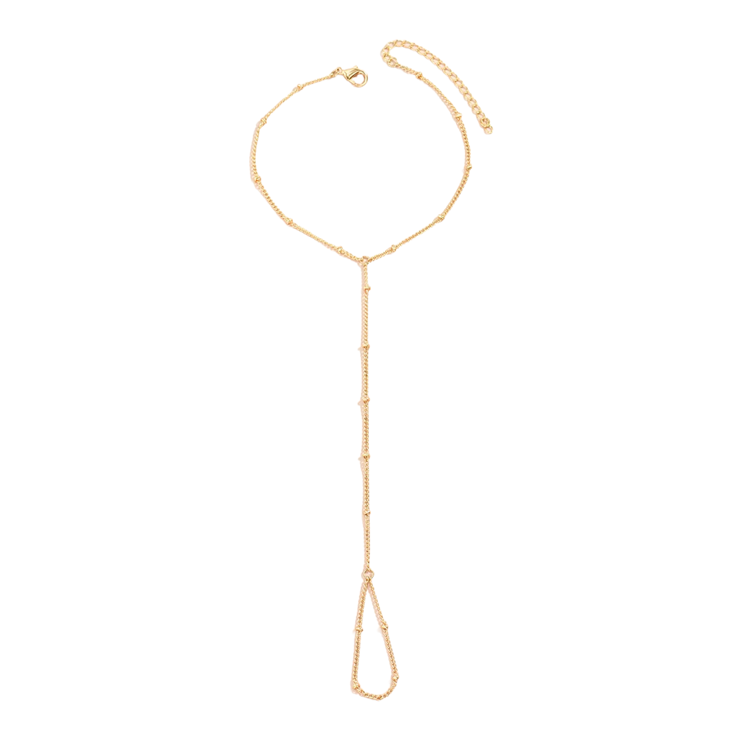 Creative Tiny Chain Bracelet Finger Rings For Women Gold Color Link Chains Connecting Hand Harness Bracelets Jewelry Gift