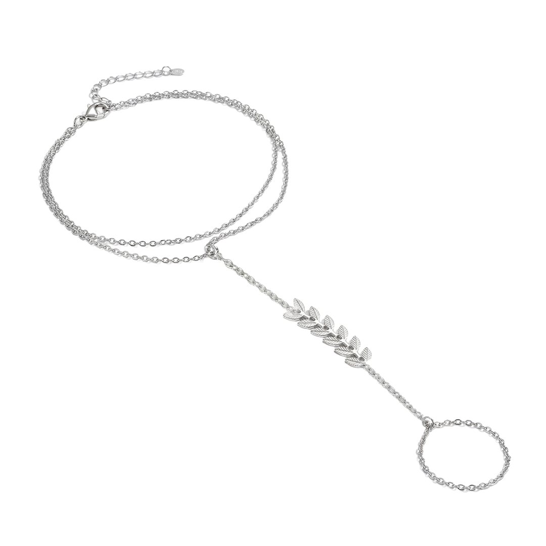 Creative Tiny Chain Bracelet Finger Rings For Women Gold Color Link Chains Connecting Hand Harness Bracelets Jewelry Gift