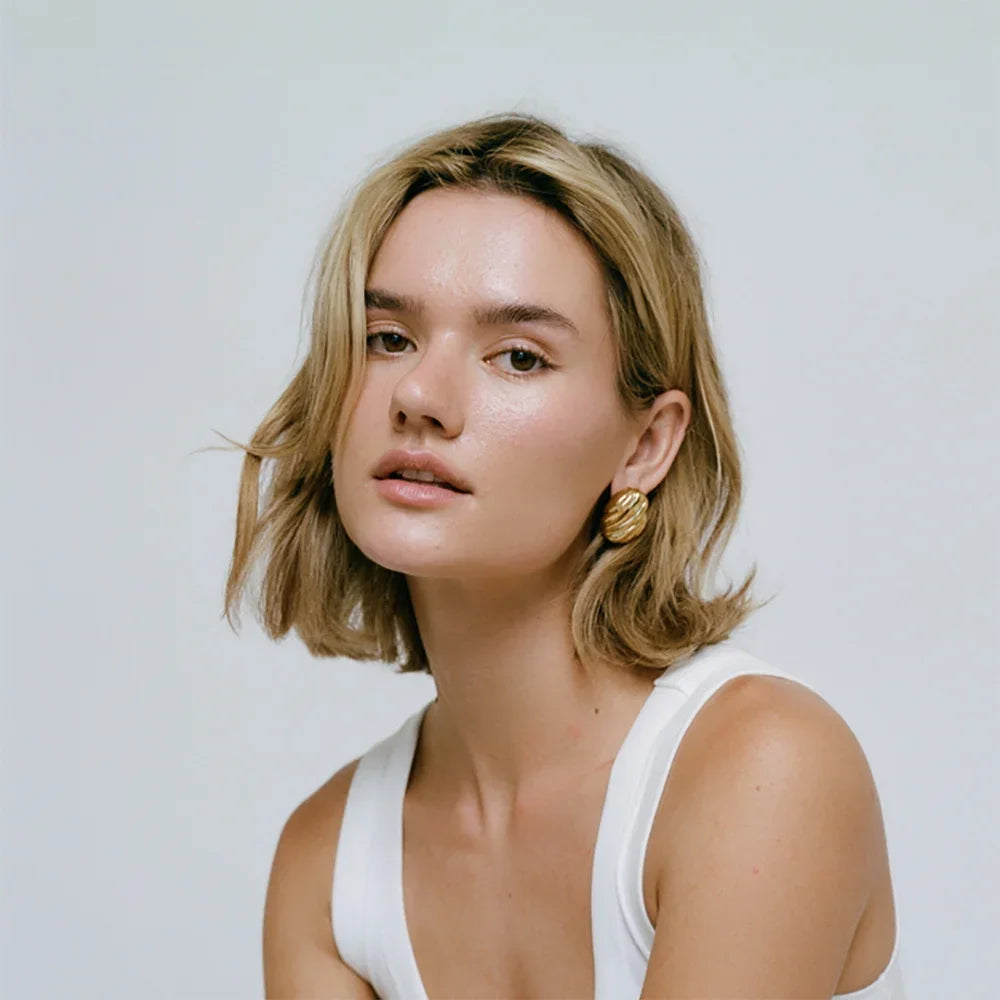 Vintage Stainless Steel Round Oval