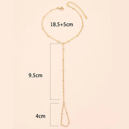 Creative Tiny Chain Bracelet Finger Rings For Women Gold Color Link Chains Connecting Hand Harness Bracelets Jewelry Gift