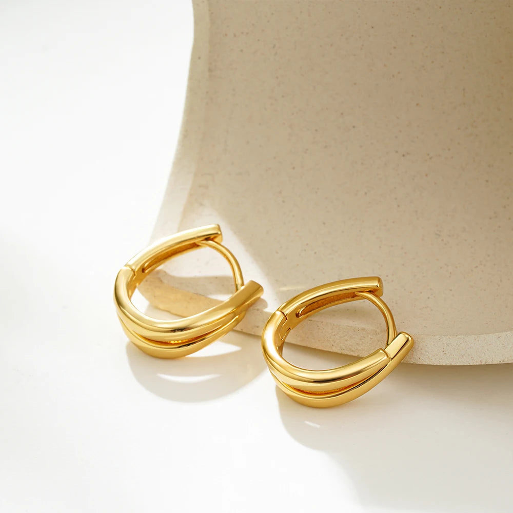 Simple Double Layer U Shape Mini Hoop Earrings